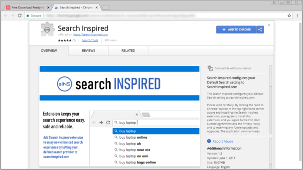 Search Inspired Chrome Web Store Page