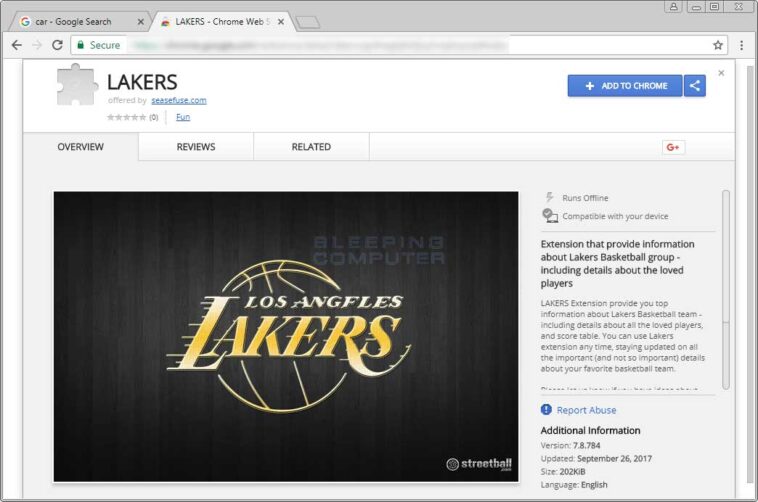 Lakers Chrome Web Store Entry