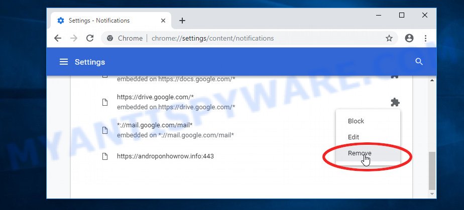 Eliminación de notificaciones del navegador Chrome Nounced.space