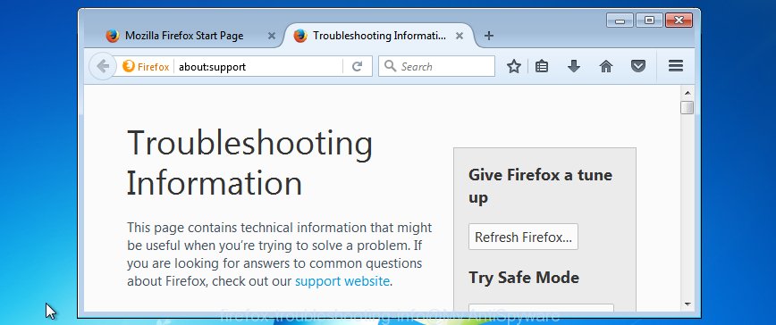 Información de resolución de problemas de Mozilla Firefox
